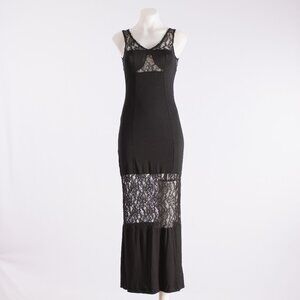 H&M Black Lace Panel Bodycon Midi Dress Size US 2